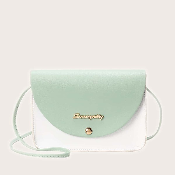 

Two Tone Flap Crossbody Bag, Mint green
