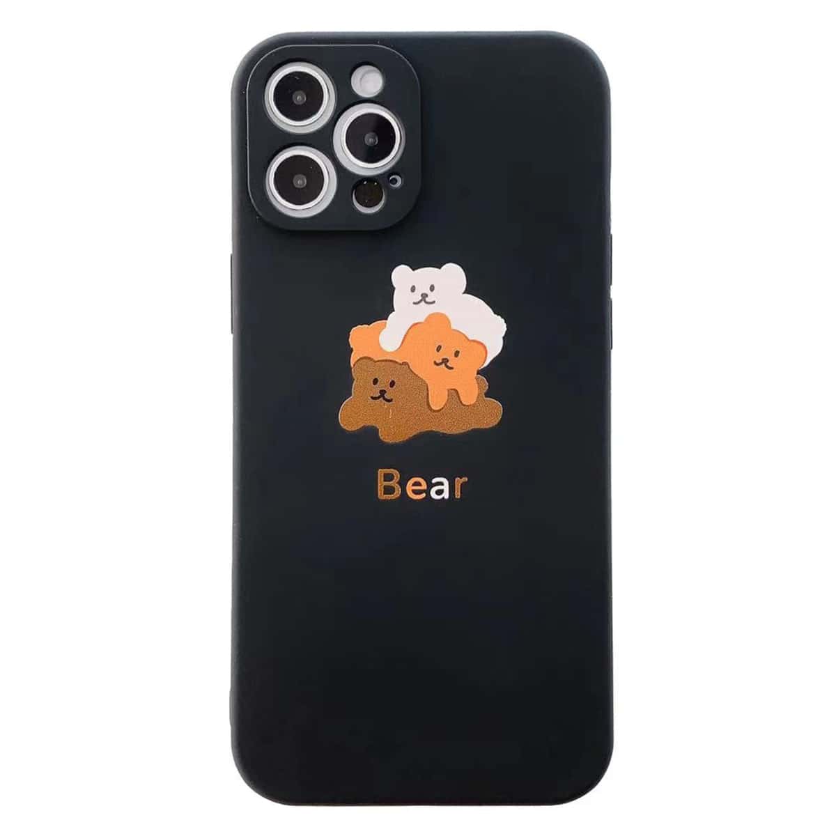 

Cartoon Bear iPhone Case, Black