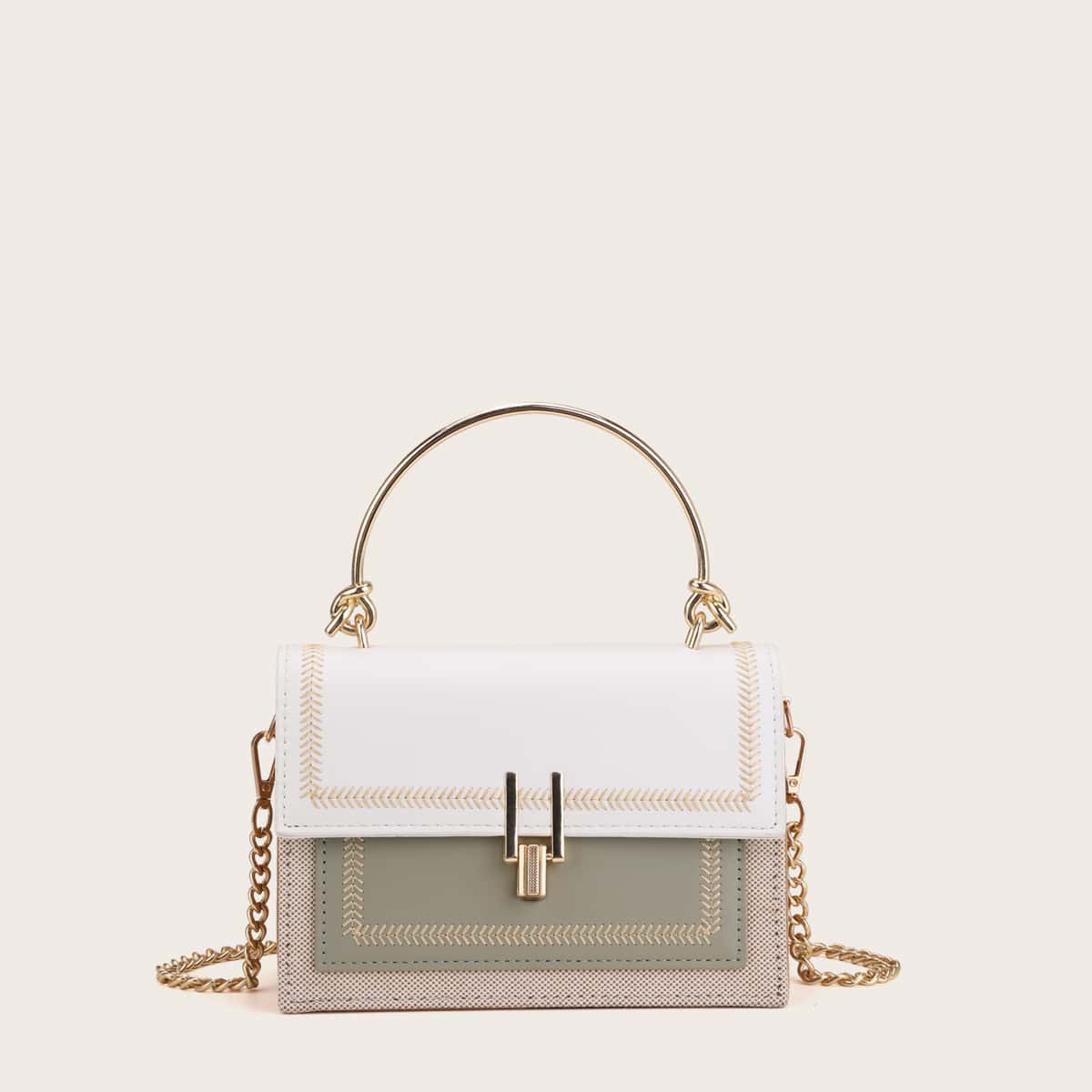 Image of Colour Block Satchel Bag