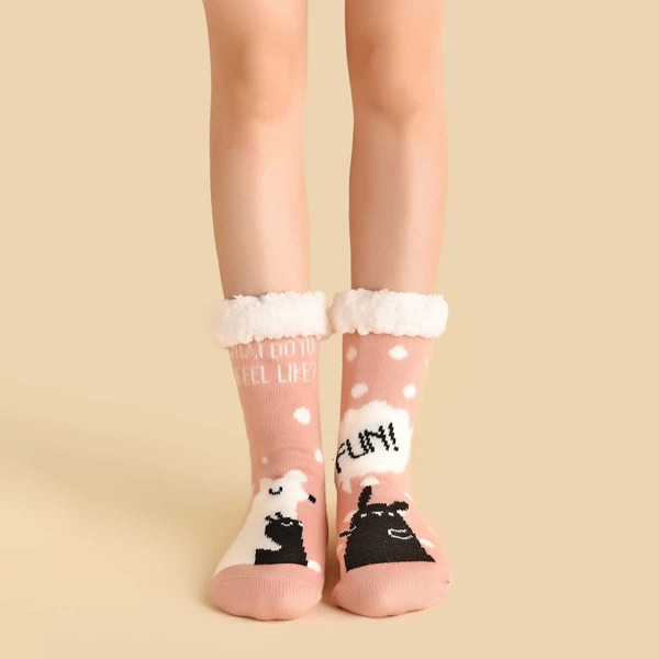 

Cartoon Graphic Coral Fleece Socks, Multicolor