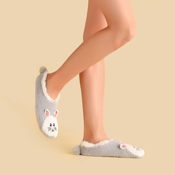 

Cartoon Graphic Non-slip Socks, Light grey