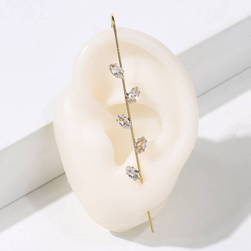 

Rhinestone Leaf Ear Cuff, Gold