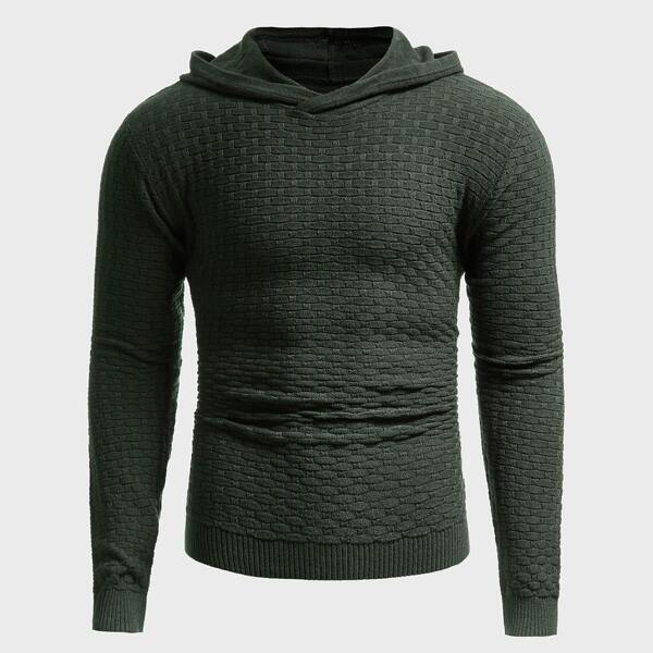 

Men Solid Hooded Sweater, Dark green