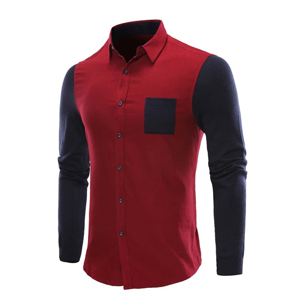 

Men Two Tone Button Up Shirt, Red