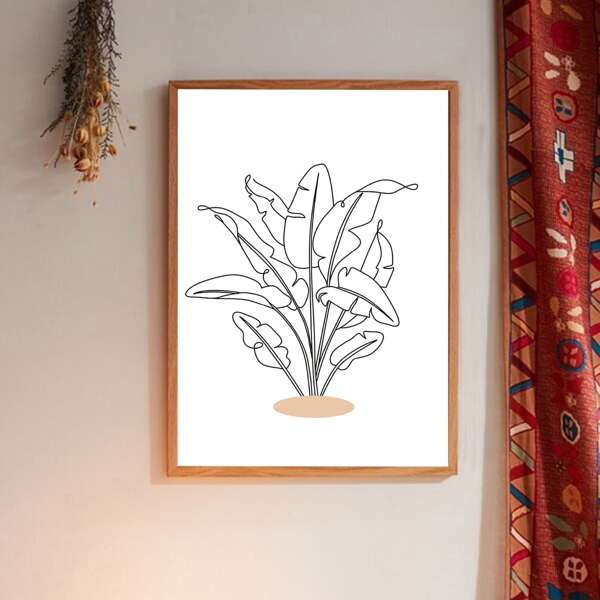 

Leaf Print Wall Painting Without Frame, White