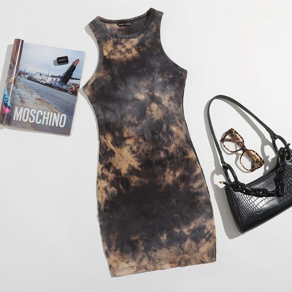 

Tie Dye Rib-knit Bodycon Dress, Multicolor