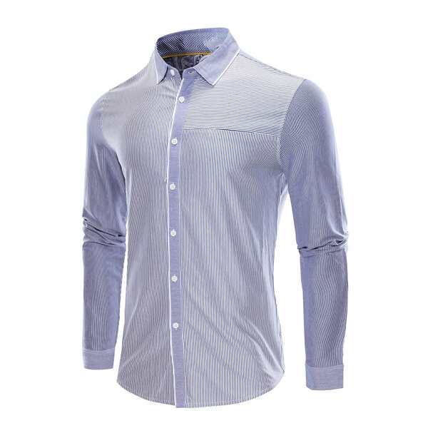 

Men Striped Button Up Shirt, Blue and white