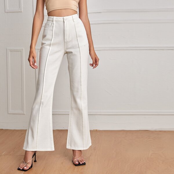 

High Waist Flare Leg Jeans, White