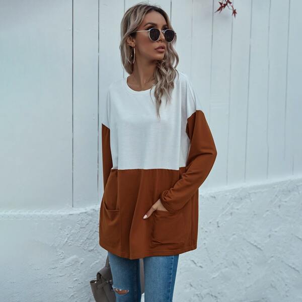 

Two Tone Drop Shoulder Oversized Tee, Multicolor
