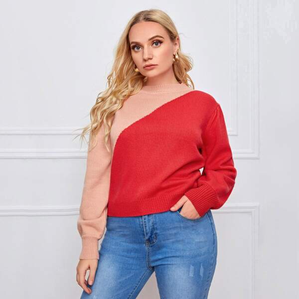 

Plus Two Tone Sweater, Multicolor
