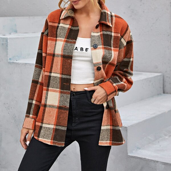 

Single Breasted Plaid Coat, Multicolor