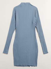 SHEIN Essnce Đầm Xù nhỏ màu trơn Giải trí - Màu xanh bụi bặm - Xem 2