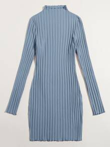 SHEIN Essnce Đầm Xù nhỏ màu trơn Giải trí - Màu xanh bụi bặm - Xem 3