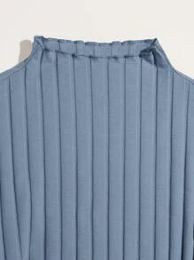 SHEIN Essnce Đầm Xù nhỏ màu trơn Giải trí - Màu xanh bụi bặm - Xem 4