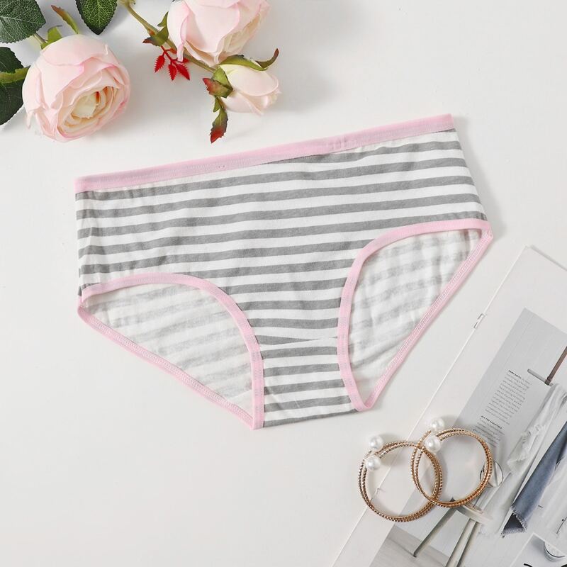 

Striped Cotton Panty, Light grey