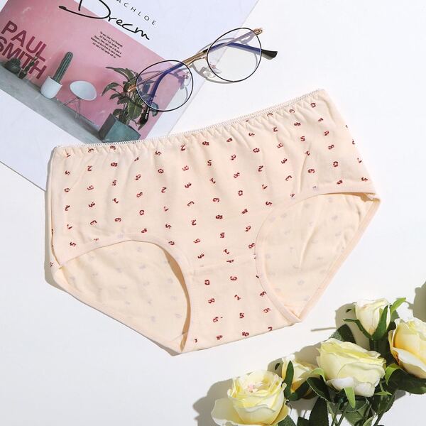 

Number Print Panty, Apricot
