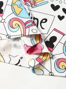 Mulvari Letter and Cartoon Graphic Top