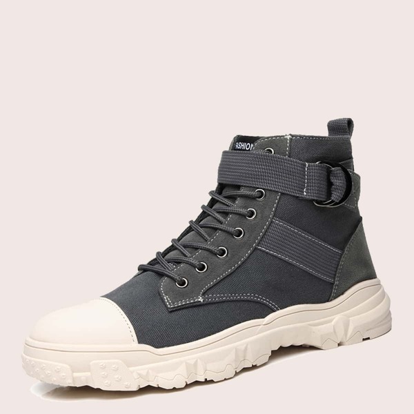 

Men Canvas Lace Up Boots, Grey
