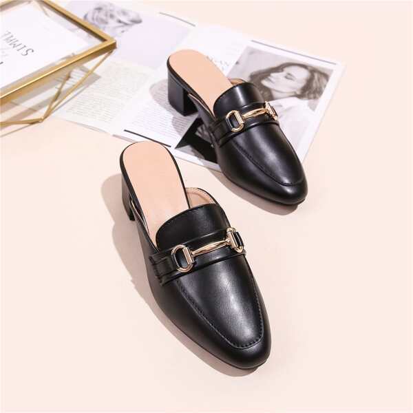 

Snaffle Decor Chunky Heeled Mules, Black