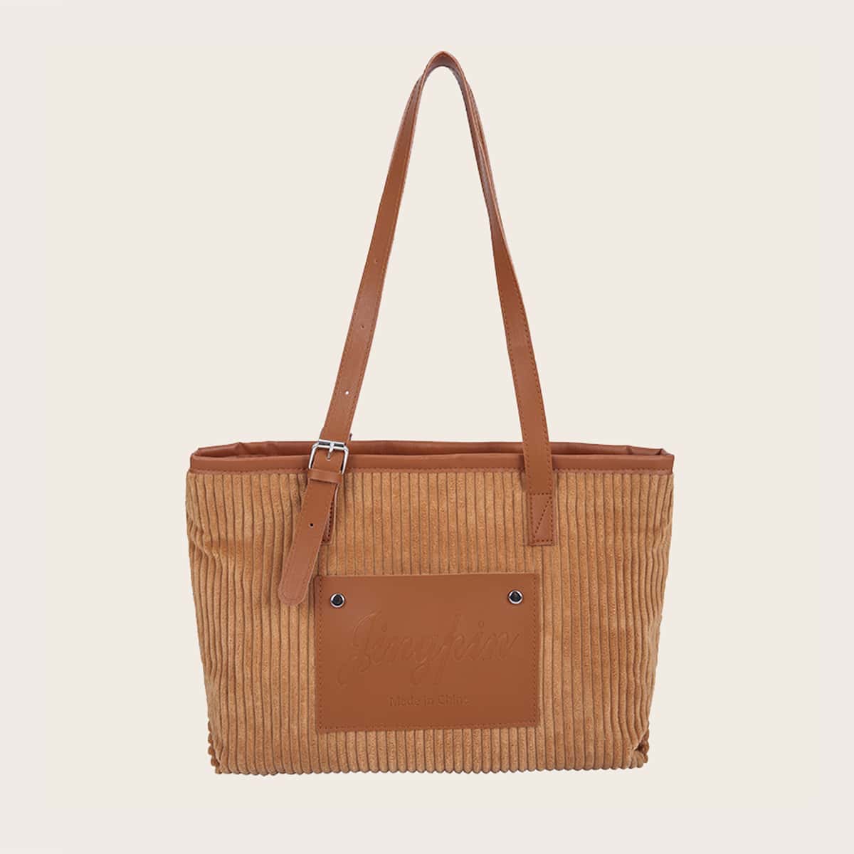 

Corduroy Large Capacity Tote Bag, Brown