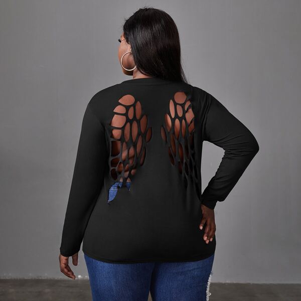 

Plus Cut Out Back Tee, Black