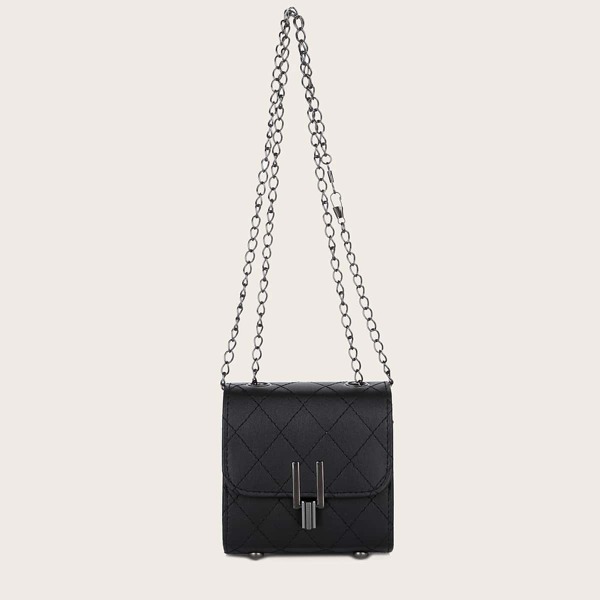 

Mini Quilted Chain Shoulder Bag, Black