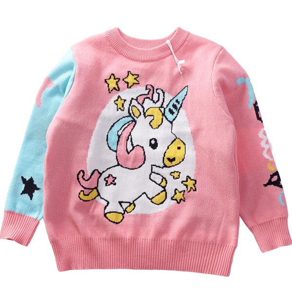 

Toddler Girls Cartoon Pattern Sweater, Pink