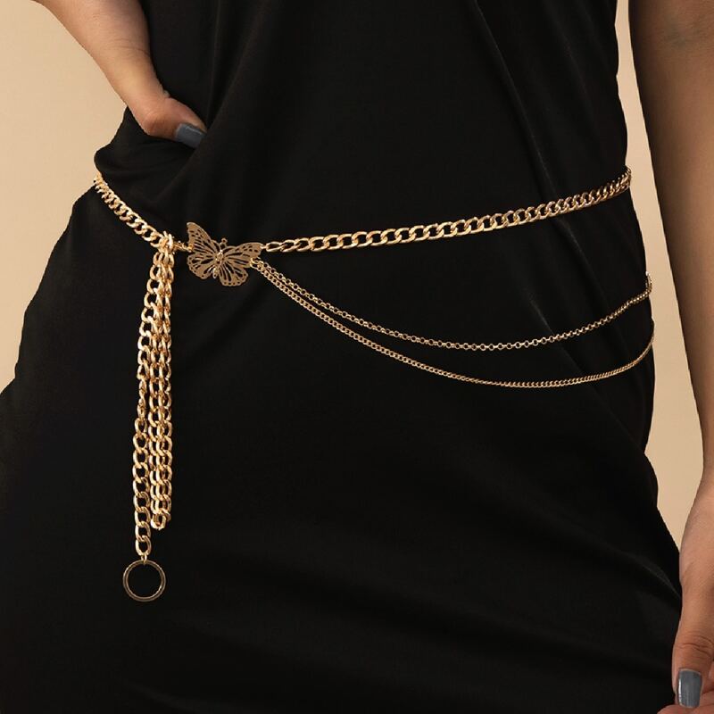 

Butterfly Layered Waist Chain, Gold