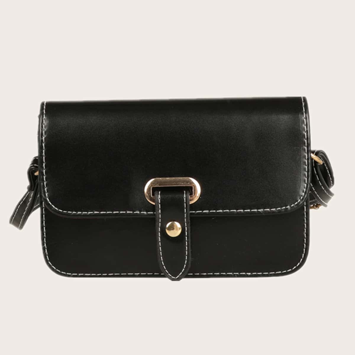 

Minimalist Flap Crossbody Bag, Black