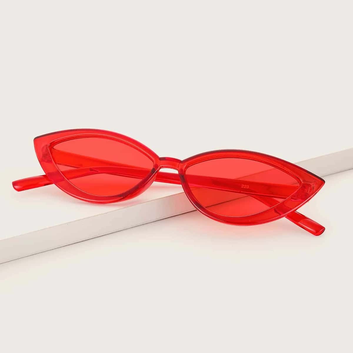 

Tinted Frame Cat Eye Sunglasses, Red