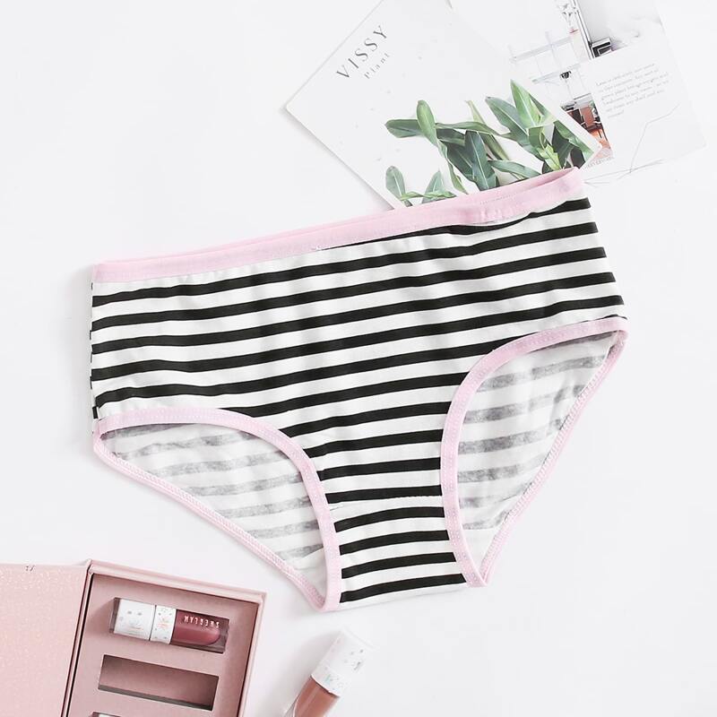 

Striped Cotton Panty, Black and white