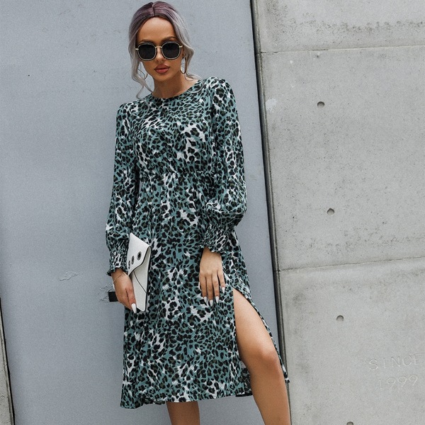 

Cheetah Print Split Thigh Dress, Multicolor