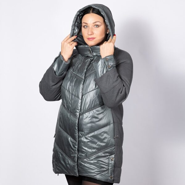 

Astrid Plus Raglan Sleeve Hooded Puffer Coat, Grey