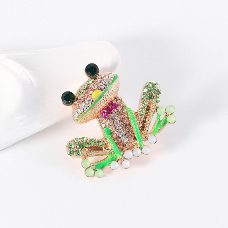 

1pc Rhinestone Frog Brooch, Multicolor