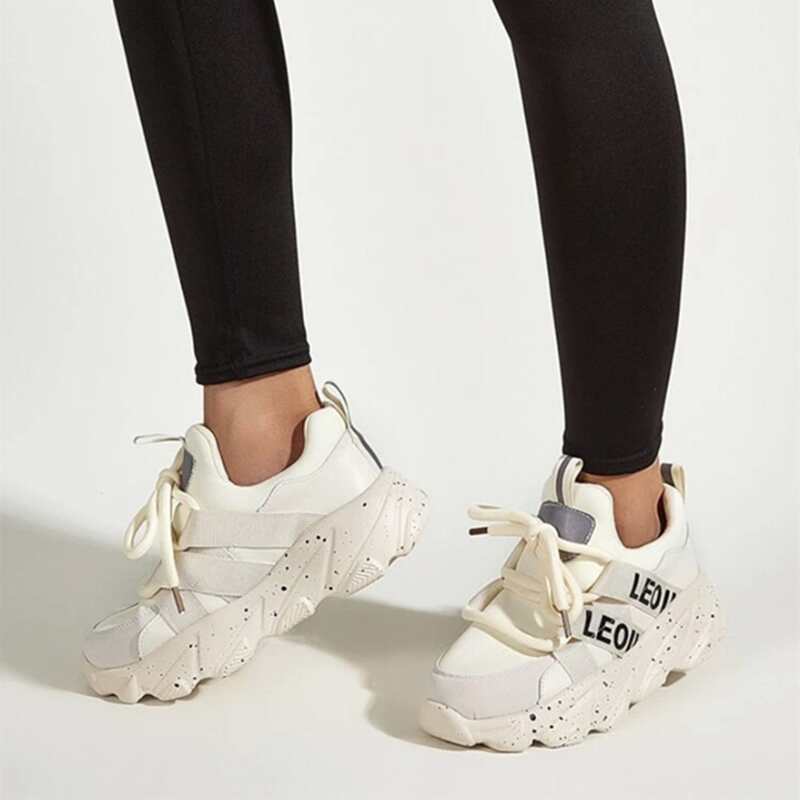 

Letter Tape Chunky Trainers, Beige
