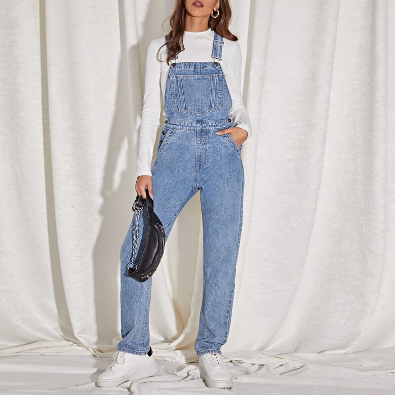 

Pocket Front Denim Overall, Medium wash
