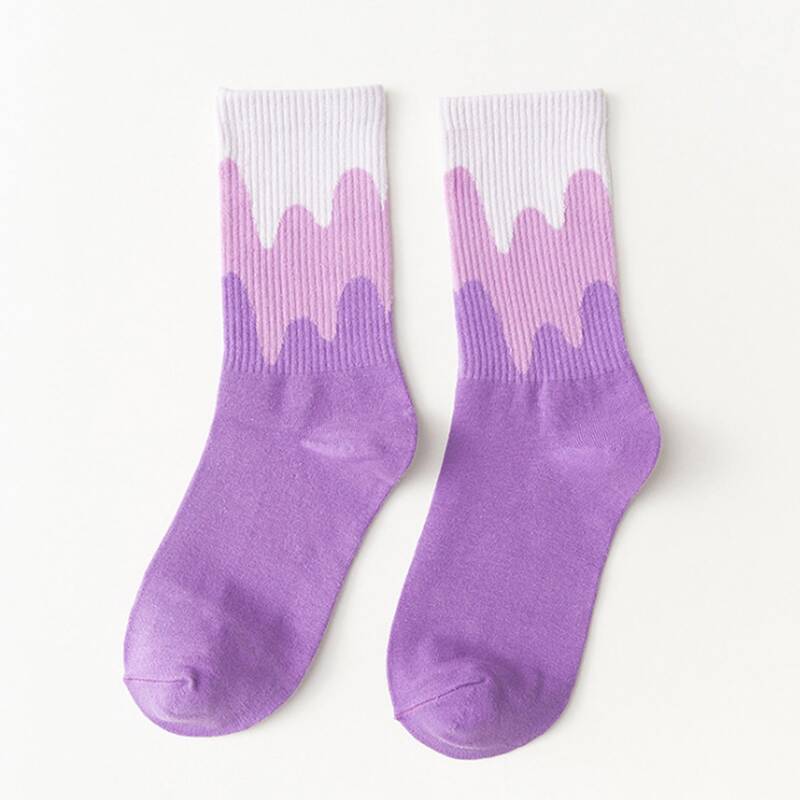 

1pair Watercolor Crew Socks, Purple
