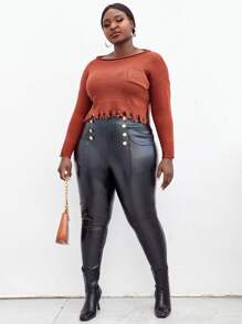 SHEIN Unity 大碼落肩做舊下擺毛衣