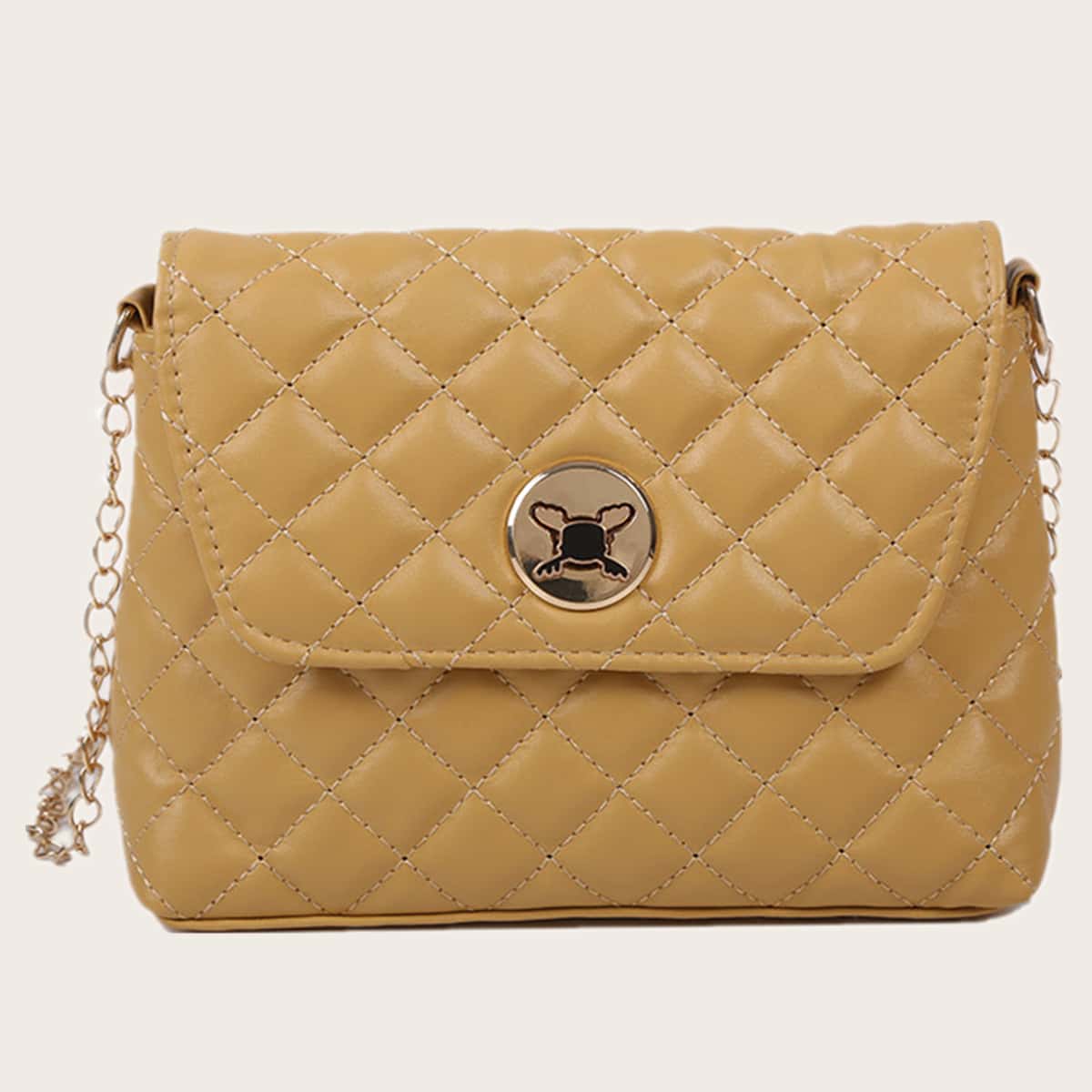 

Quilted Flap Crossbody Bag, Yellow