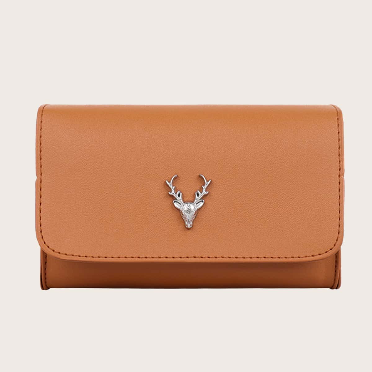 

Deer Decor Flap Crossbody Bag, Brown