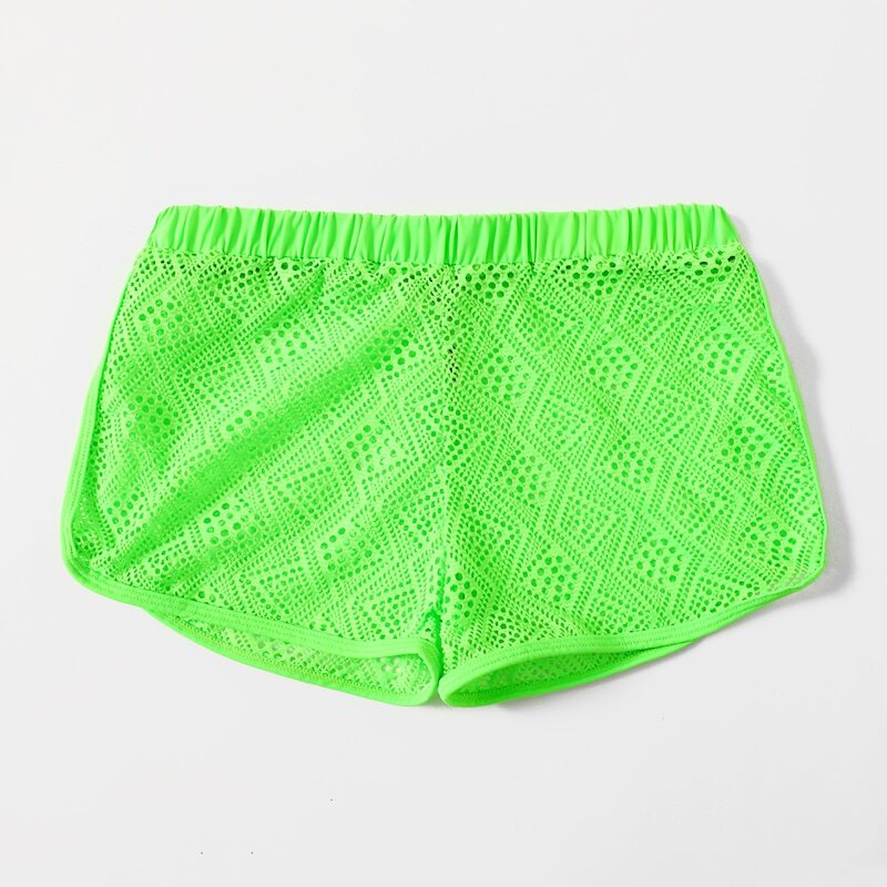 

Hollow Out Bikini Shorts, Green neon