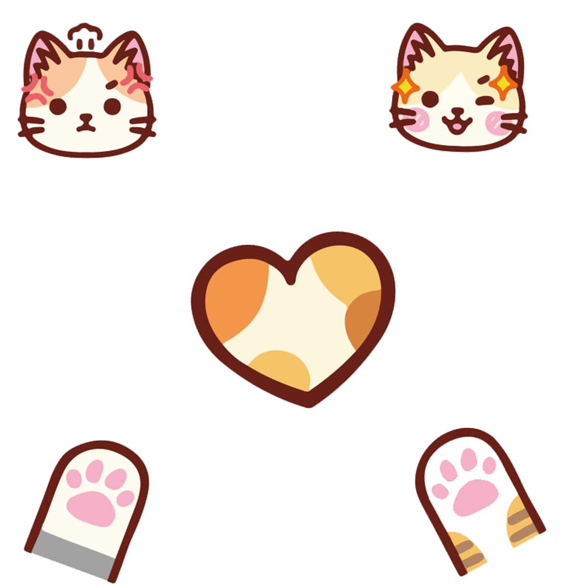 

40pcs Cartoon Cat Sticker, Multicolor
