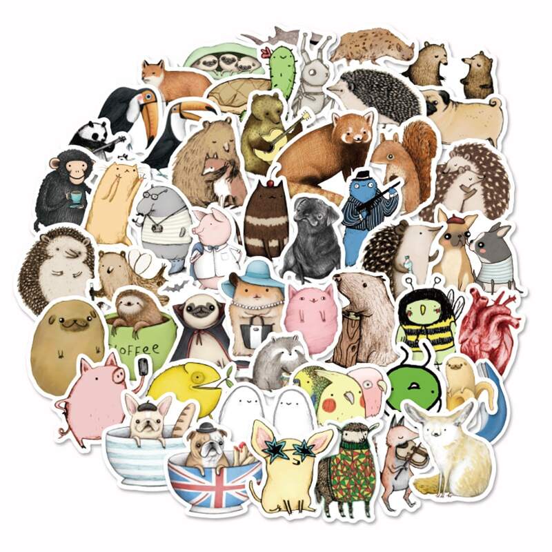 

73pcs Cartoon Animal Sticker, Multicolor