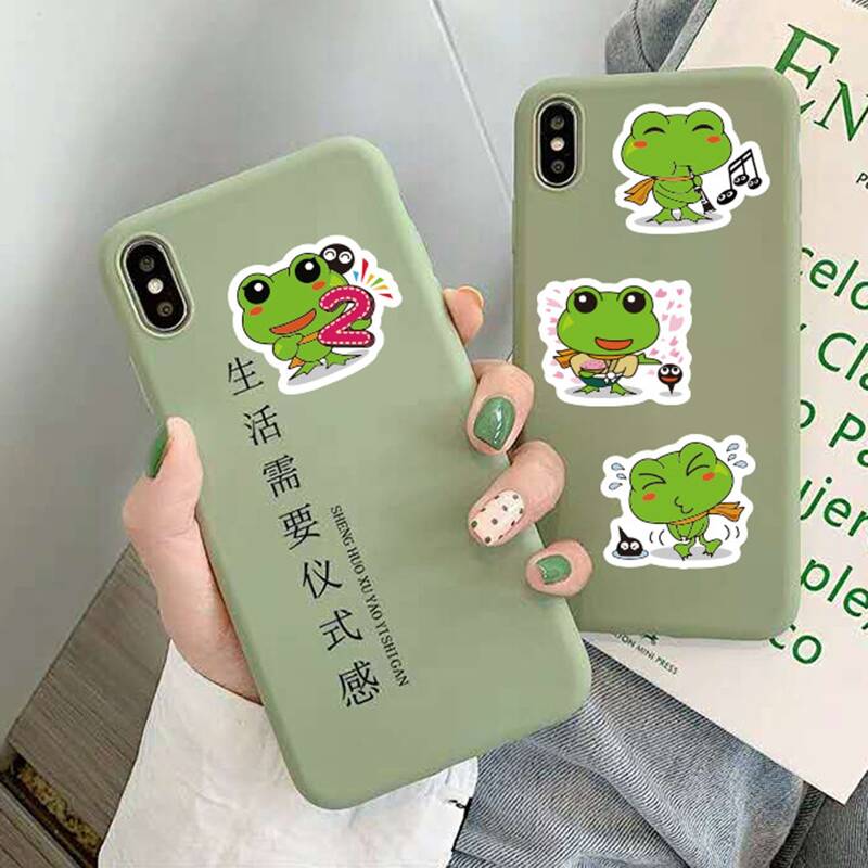 

40pcs Cartoon Frog Sticker, Green