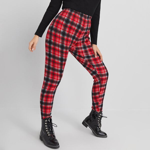 

Plus Tartan Leggings, Multicolor