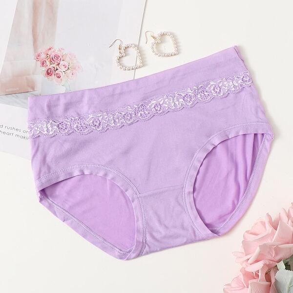 

Контрастные кружева Одноцветный Трусики, Мягко сиреневый фиолетовый