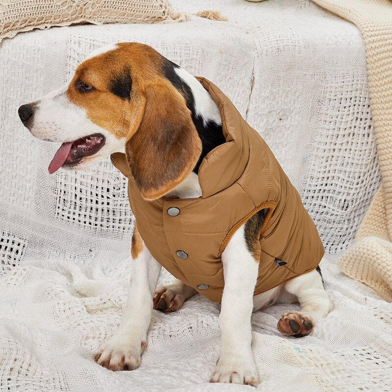 

Solid Color Warm Dog Coat, Brown