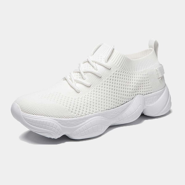 

Men Lace Up Decor Knit Chunky Sneakers, White