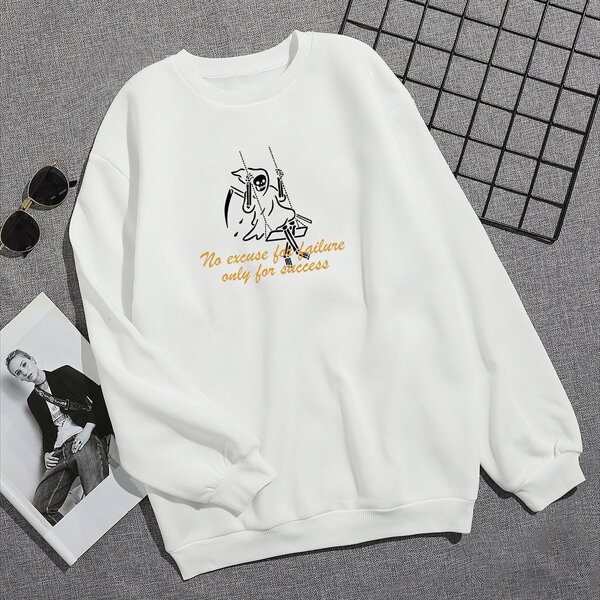 

Skull And Slogan Graphic Sweatshirt, White