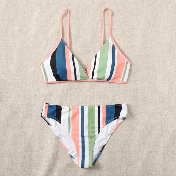 

Colorblock High Cut Bikini Swimsuit, Multicolor